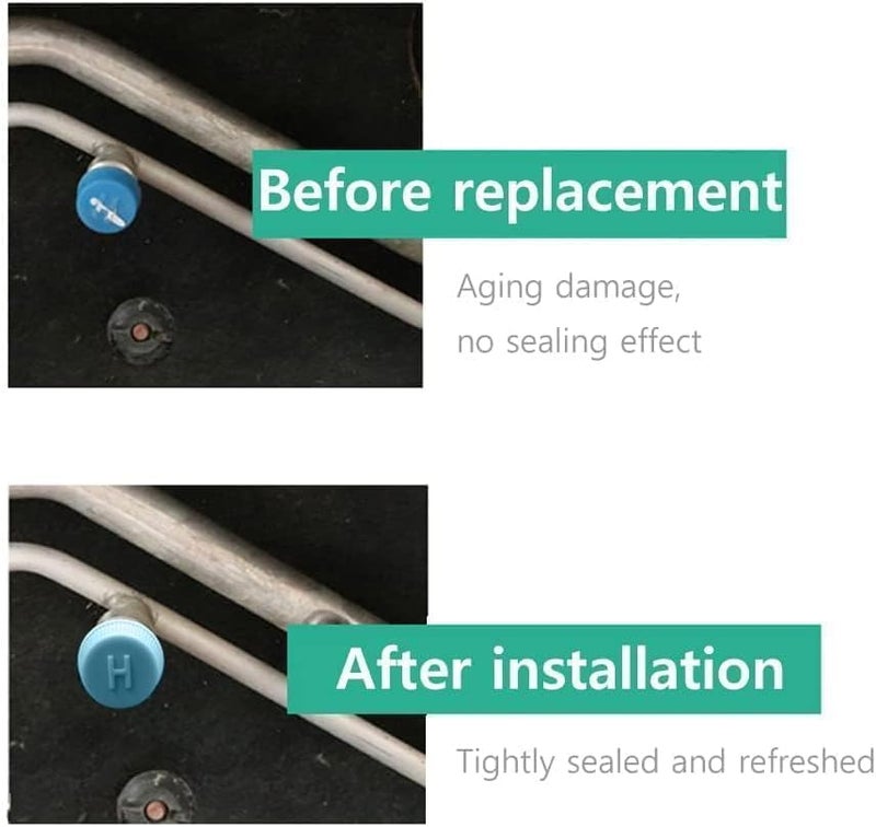 Weicoca 2 Pcs Blue Replacement High and Low Pressure Valve Caps -Leakproof R134a AC System Charging Port Caps or Car Air Conditioning- Auto Parts Easy to Use - Image 5